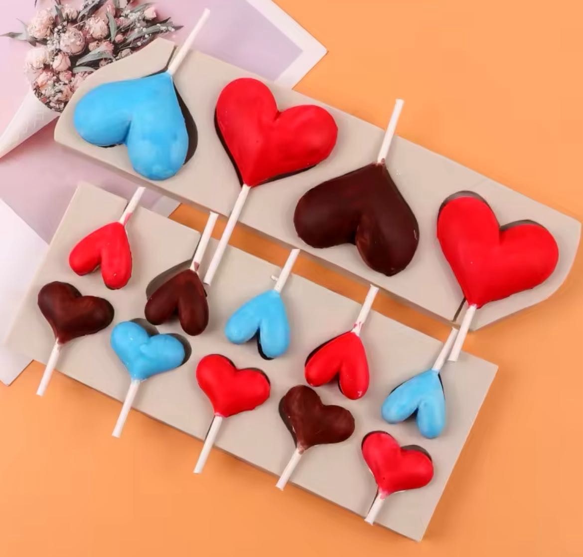 Valentine lolipop Heart Shape Silicone Molds 