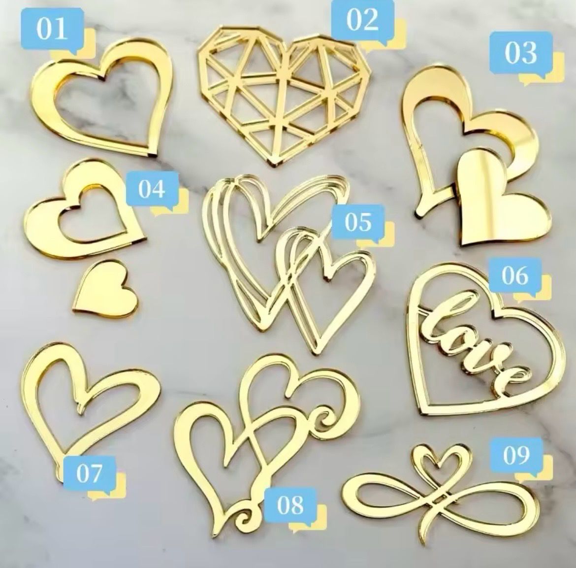 Valentine 9 Styles Acrylic Toppers 