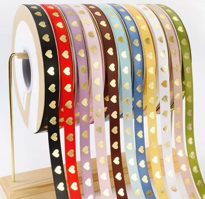 5/Yards 10mm Weidth Printed Heart- Shaped Polyester Ribbon