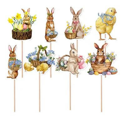 8/Pieces Set Easter Bunny Toppers