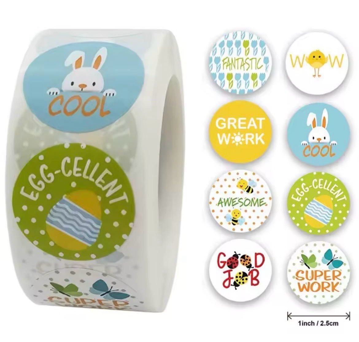 Easter Cute Stickers Roll / 500 Stickers 