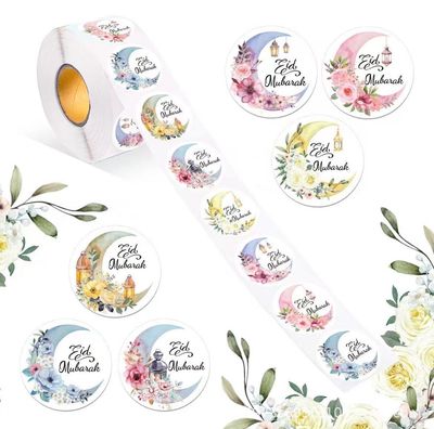Eid Mubarak Stickers Roll / 500 stickers 