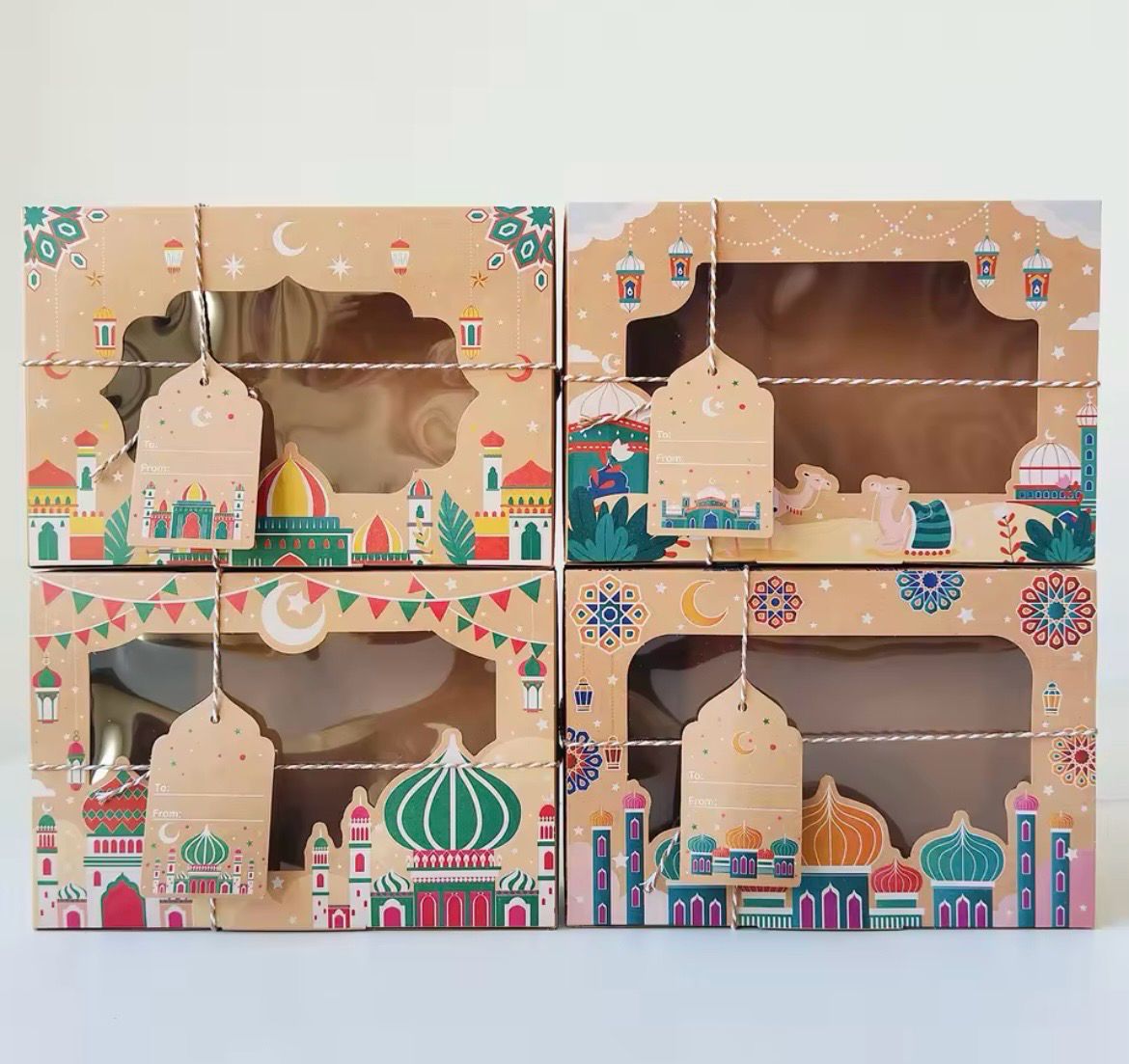 Ramadan / Eid Mubarak Cookie Box Pack/ 10 boxes including Tags &amp; Rope