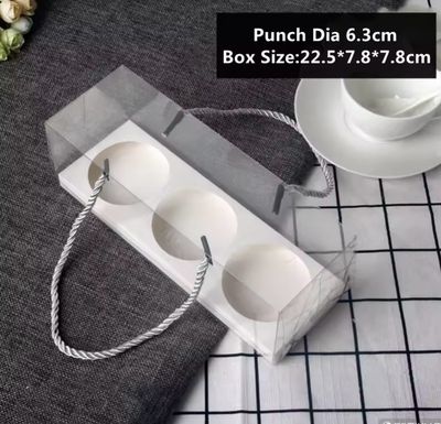 3 Cavity Transparent Cupcake Box Lot/ 2 Boxes ( Handles Included )