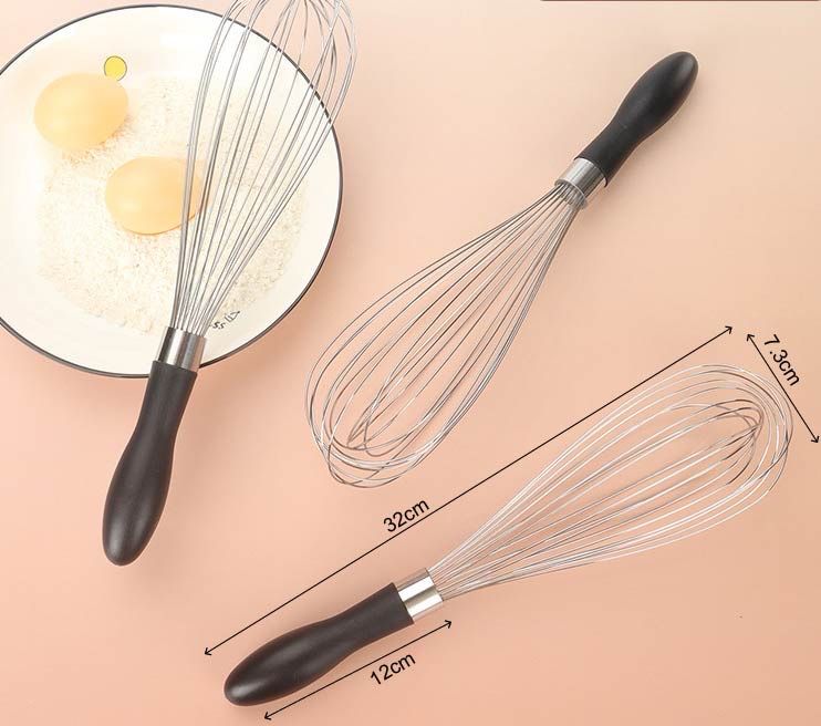 Solid Plastic Handle Stainless Steel Hand Whisk 