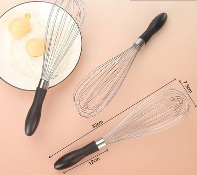 Solid Plastic Handle Stainless Steel Hand Whisk 