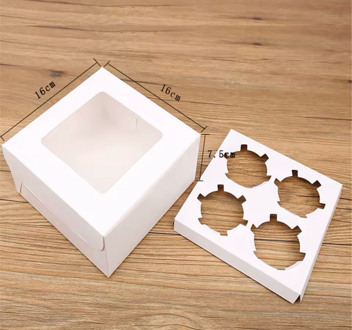 4 Cavity White Cupcakes Box Lot / 10 Box