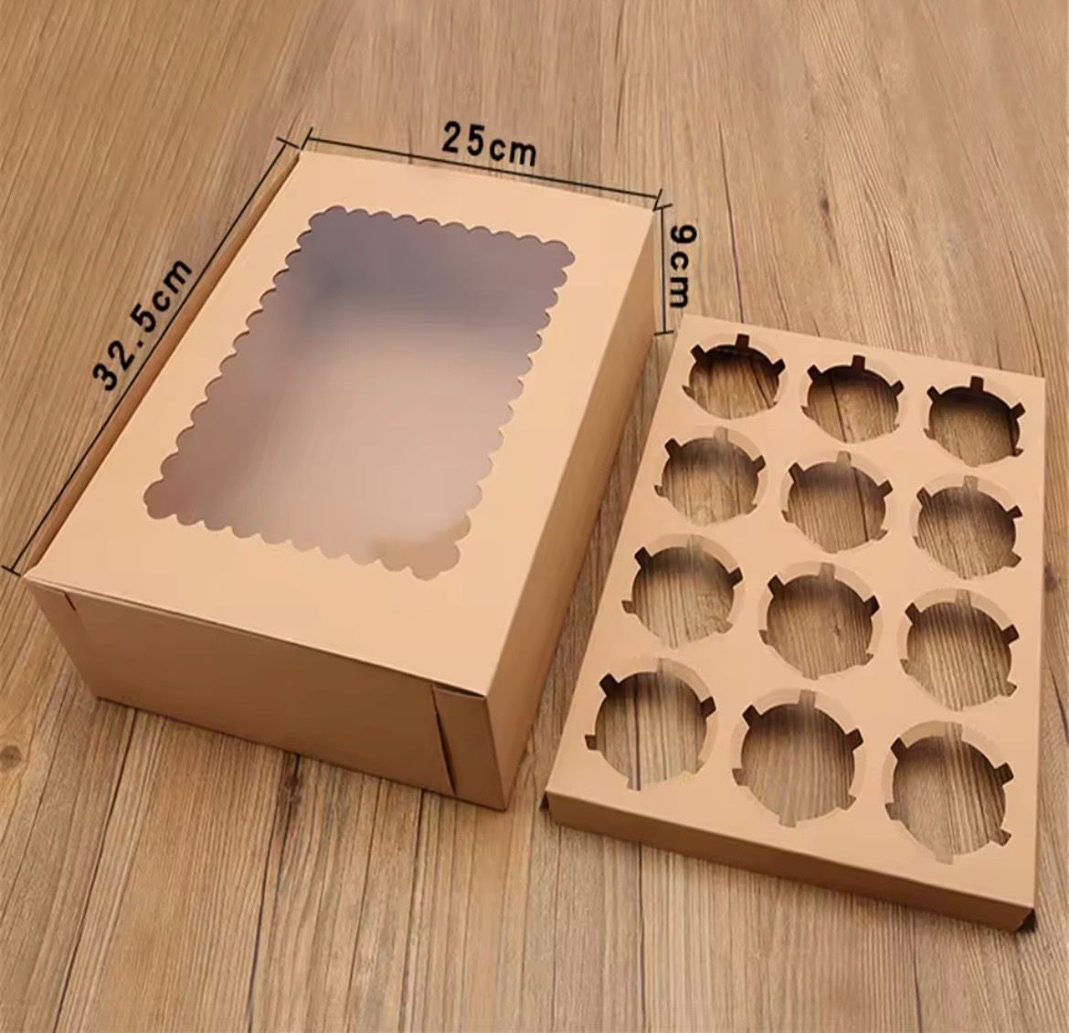 12 Cavity Kraft Cupcake Boxes Lot/ 10 Boxes 