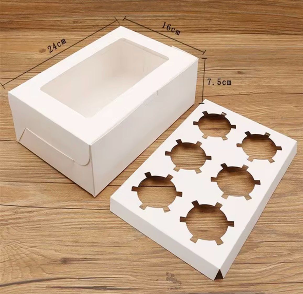 6 Cavity White Cupcake Boxes Lot/ 10 Boxes 