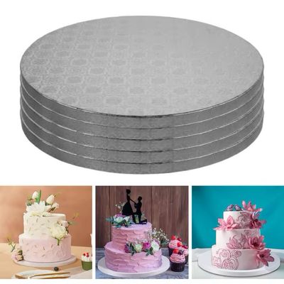 Corrugated Round Cake Board ( Silver ) 20/25/30/35/40cm ( 1.2cm thickness )