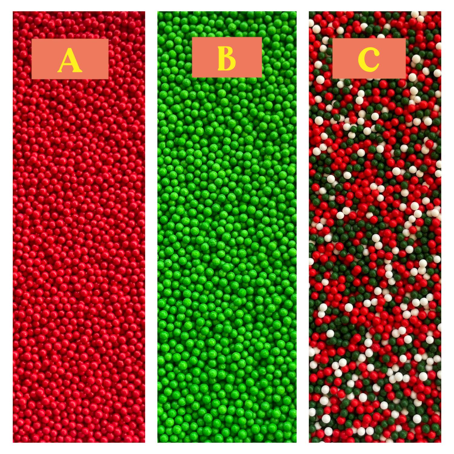 Edible Christmas Sprinkles 2mm Lot/ 100g