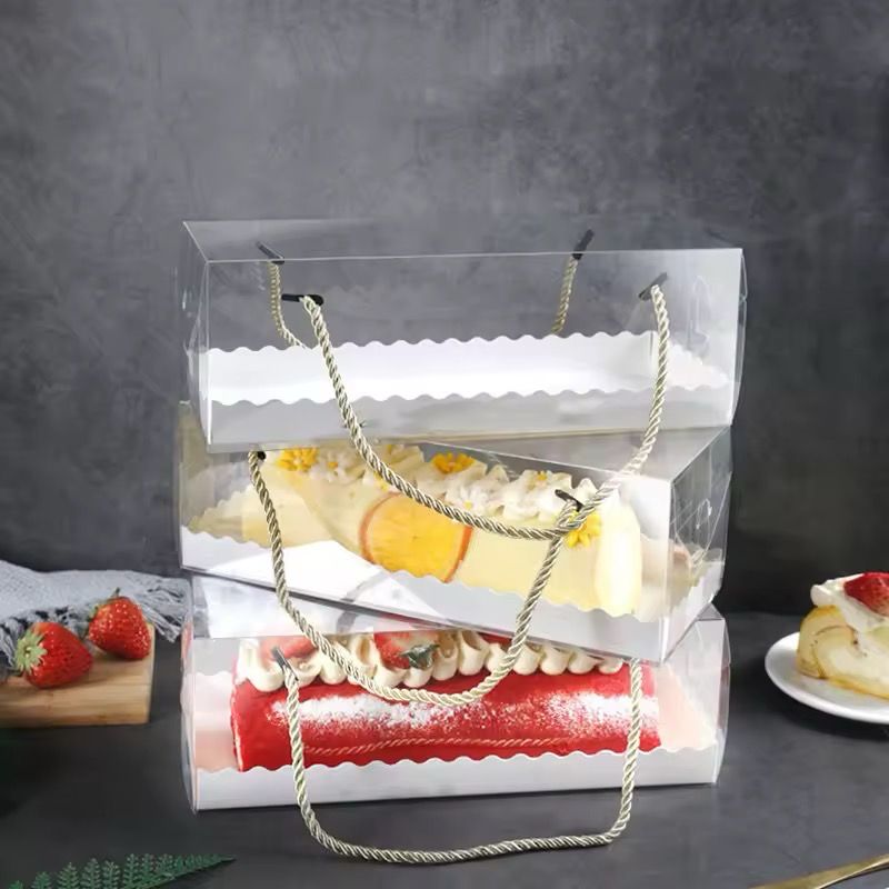 Transparent Christmas Buche De Noel Box ( handles included ) Lot / 6 Box 