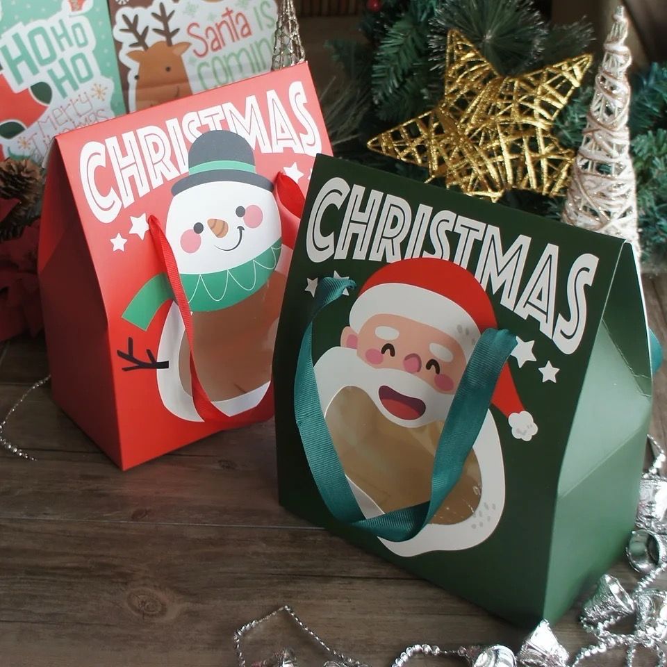 Christmas Box Santa Face ( handles included ) Lot/ 5 Box 