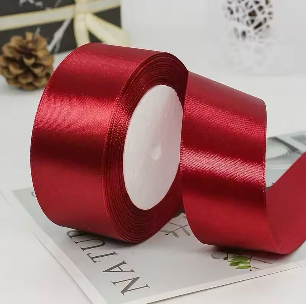 Christmas Satin Ribbon 2.5cm Roll/ 22meters