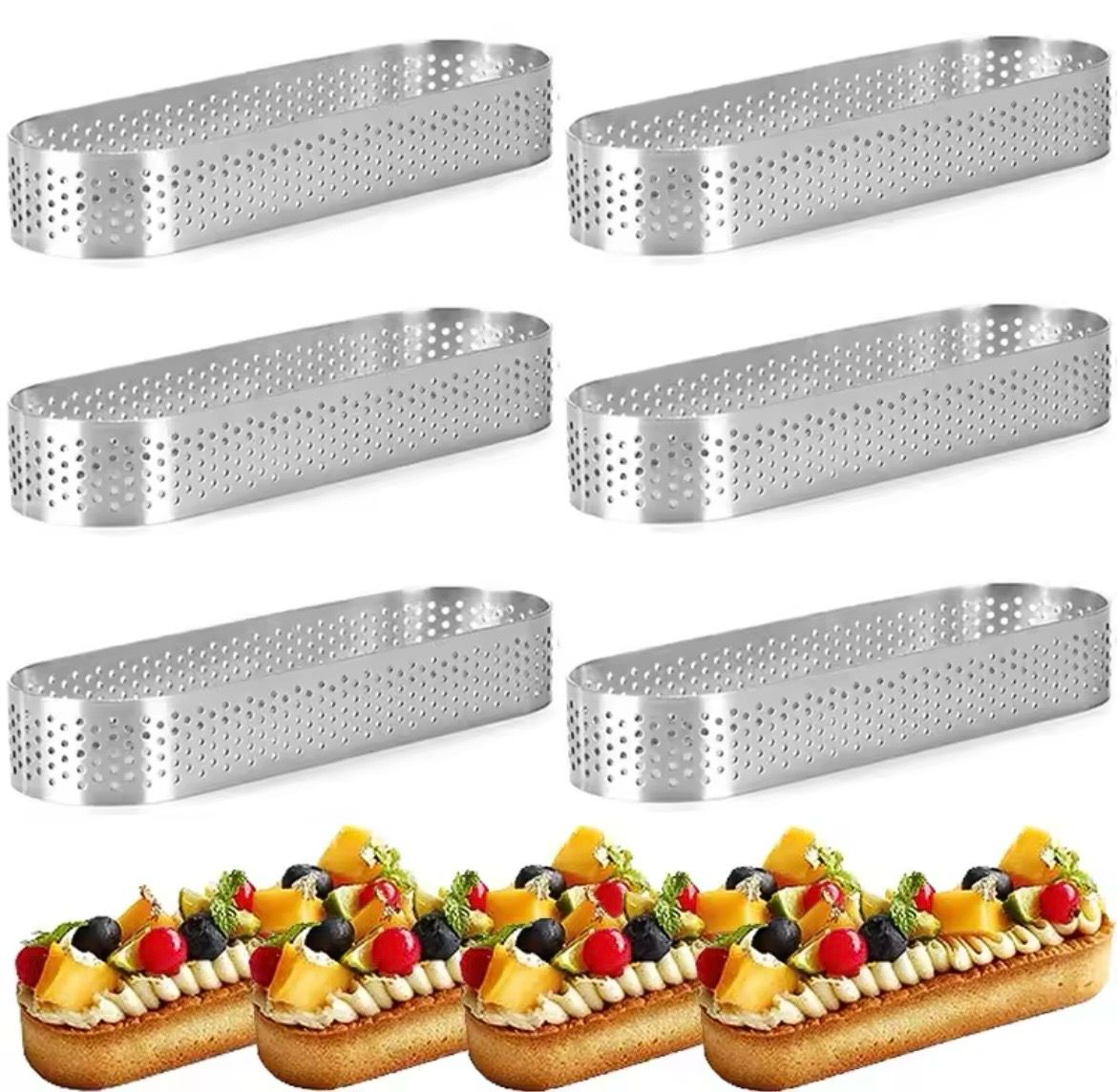 Perforated Eclair Rings Lot / 8 Pieces 