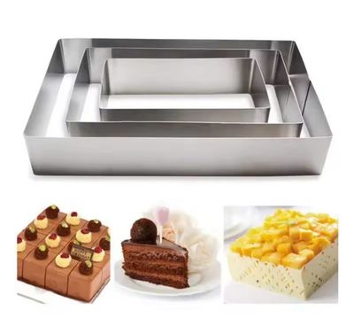 Stainless Steel Mousse Ring Rectangular Shape Set / 3 pieces 