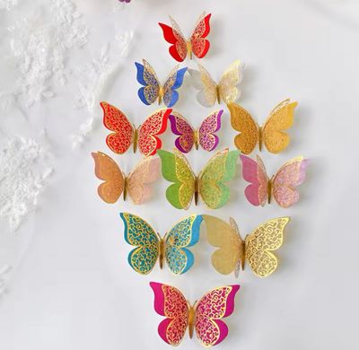 Double Layer Colorful Butterfly 12pcs/ Pack 