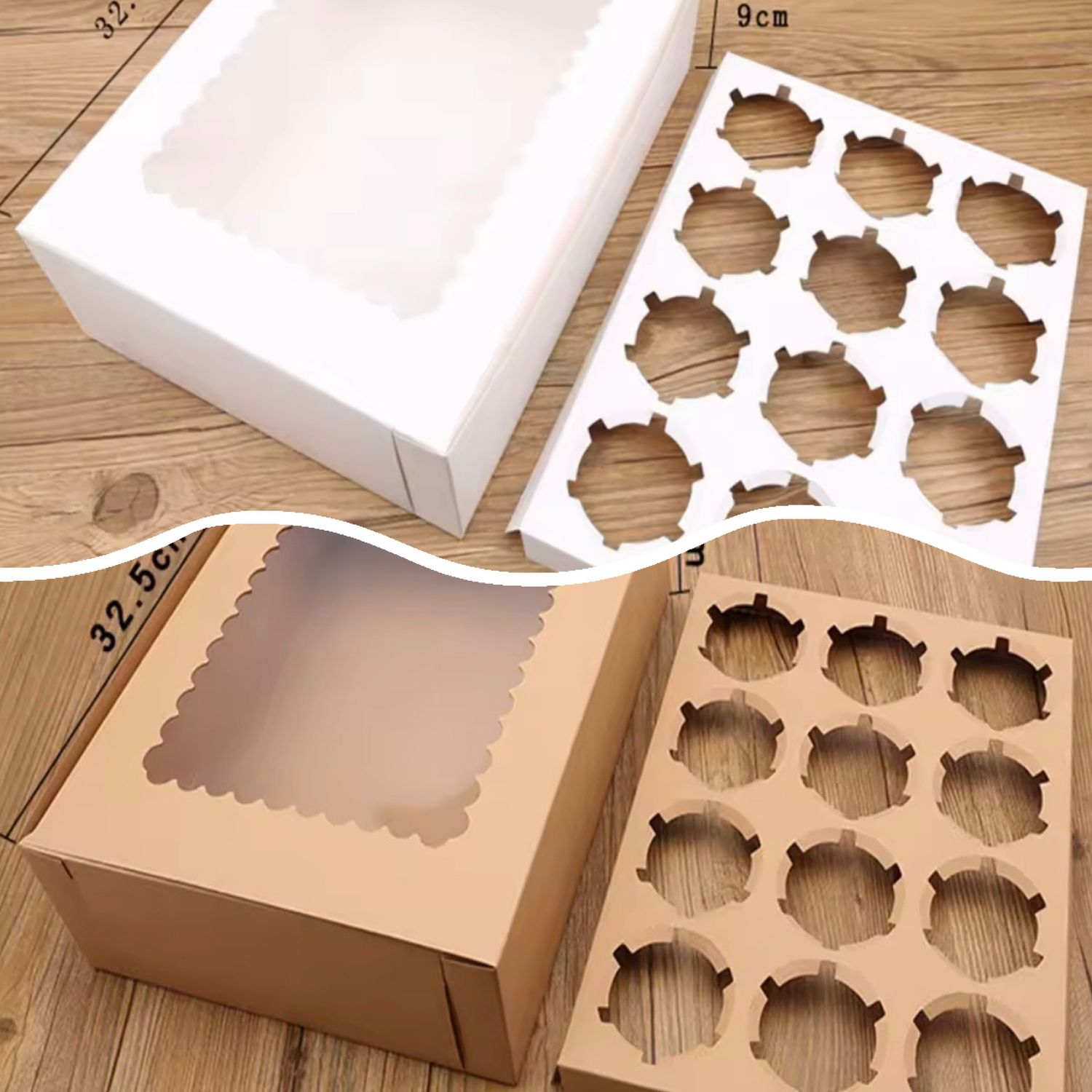 12 Cavity Kraft Cupcake Box Lot/ 10 Box 