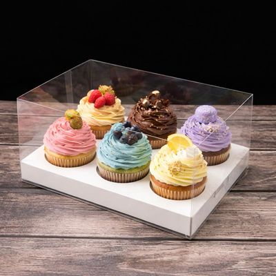 6 Cavity Transparent Cupcake (white Color) Extra Height Lot / 5 Boxes 