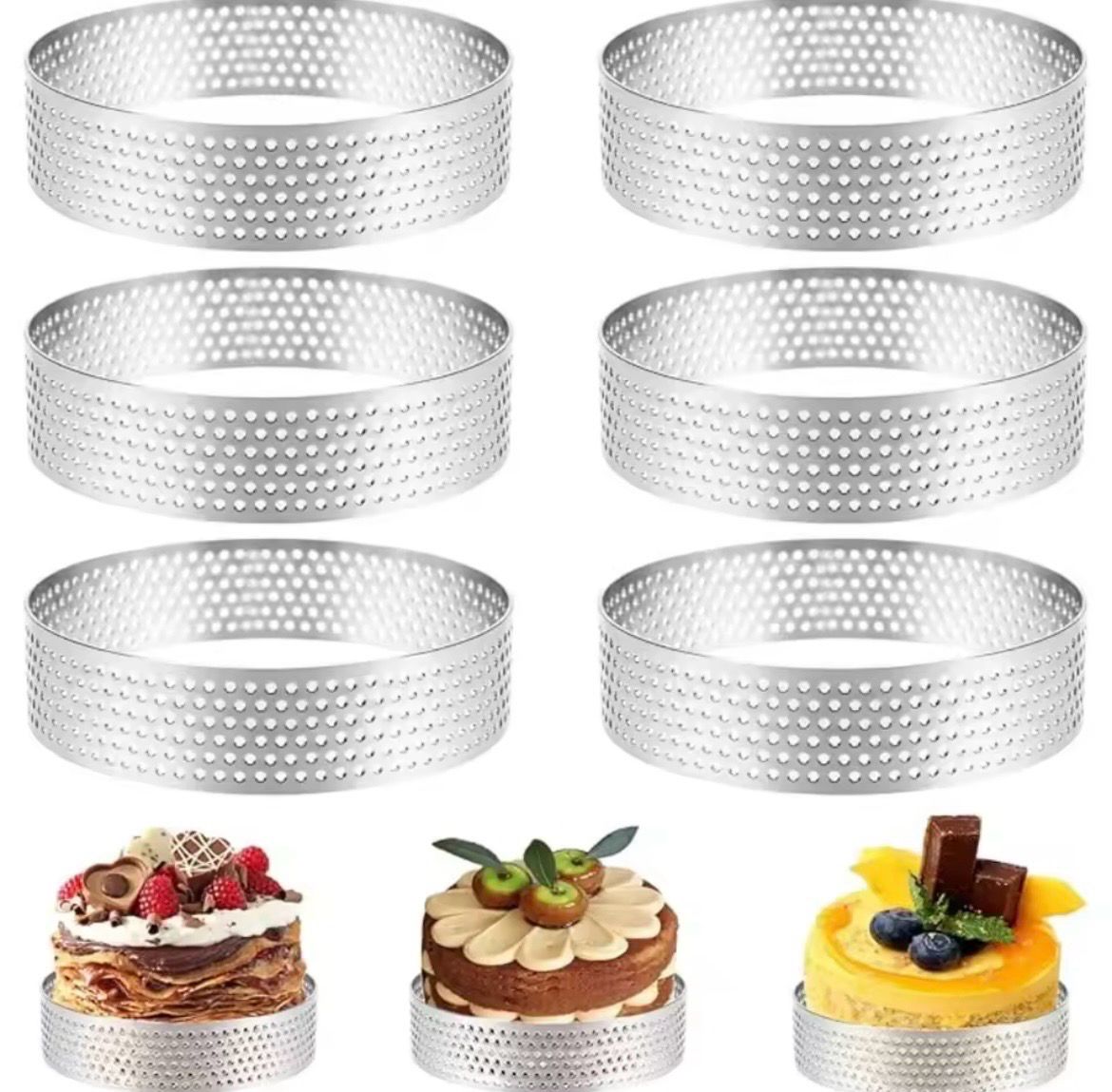 8 Piece / Set Perforated Tart Rings