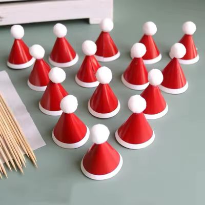 Red Christmas Hat Cake Toppers Lot/ 15 Pieces 