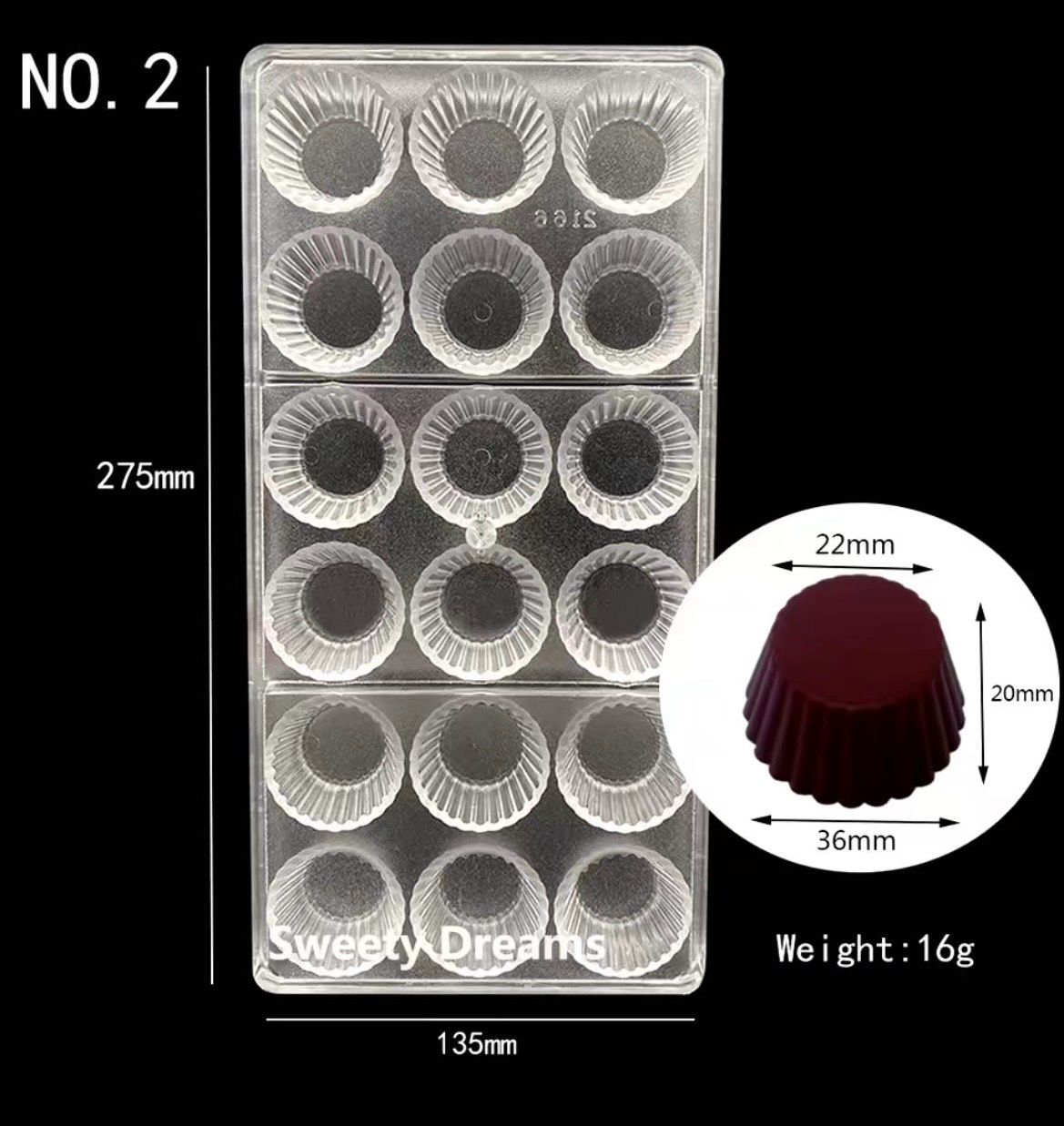 18 Cavity Polycarbonate Chocolate Mold