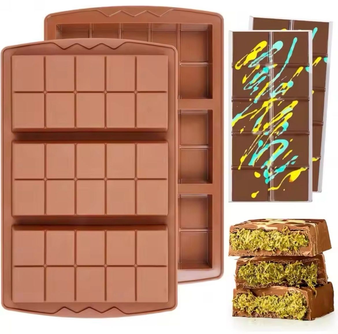 3 Cavity Chocolate Bar Silicone Mold