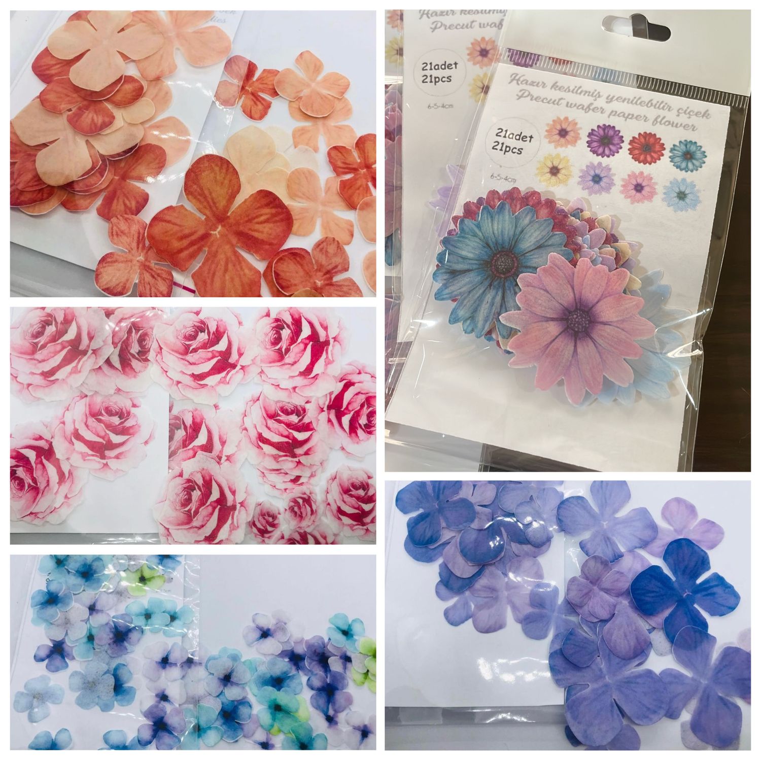 Edible Wafer Flowers Pack/ 21 pieces 