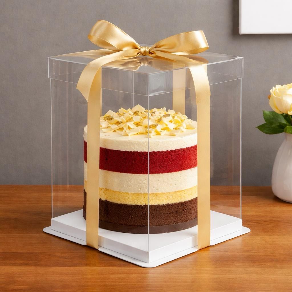 Transparent Cake box ( with extra height ) 22*22*31cm