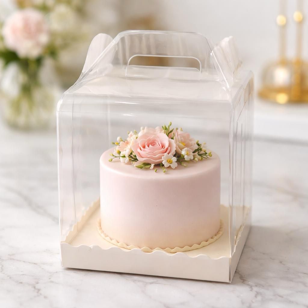 Transparent Cake Box + Tray Lot / 5 Box