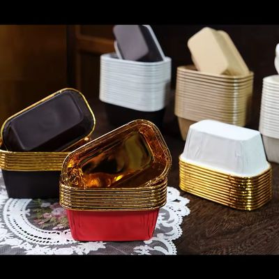 Rectangular Aluminium Foil Cupcake Liner (With Lid) Lot/50 pieces