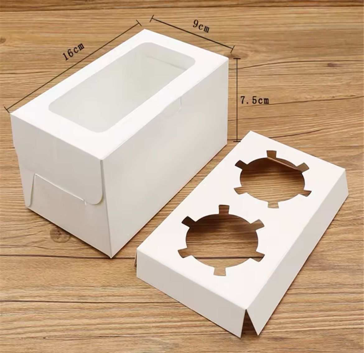 2 Cavity White Cupcake Box Lot/10 Box 