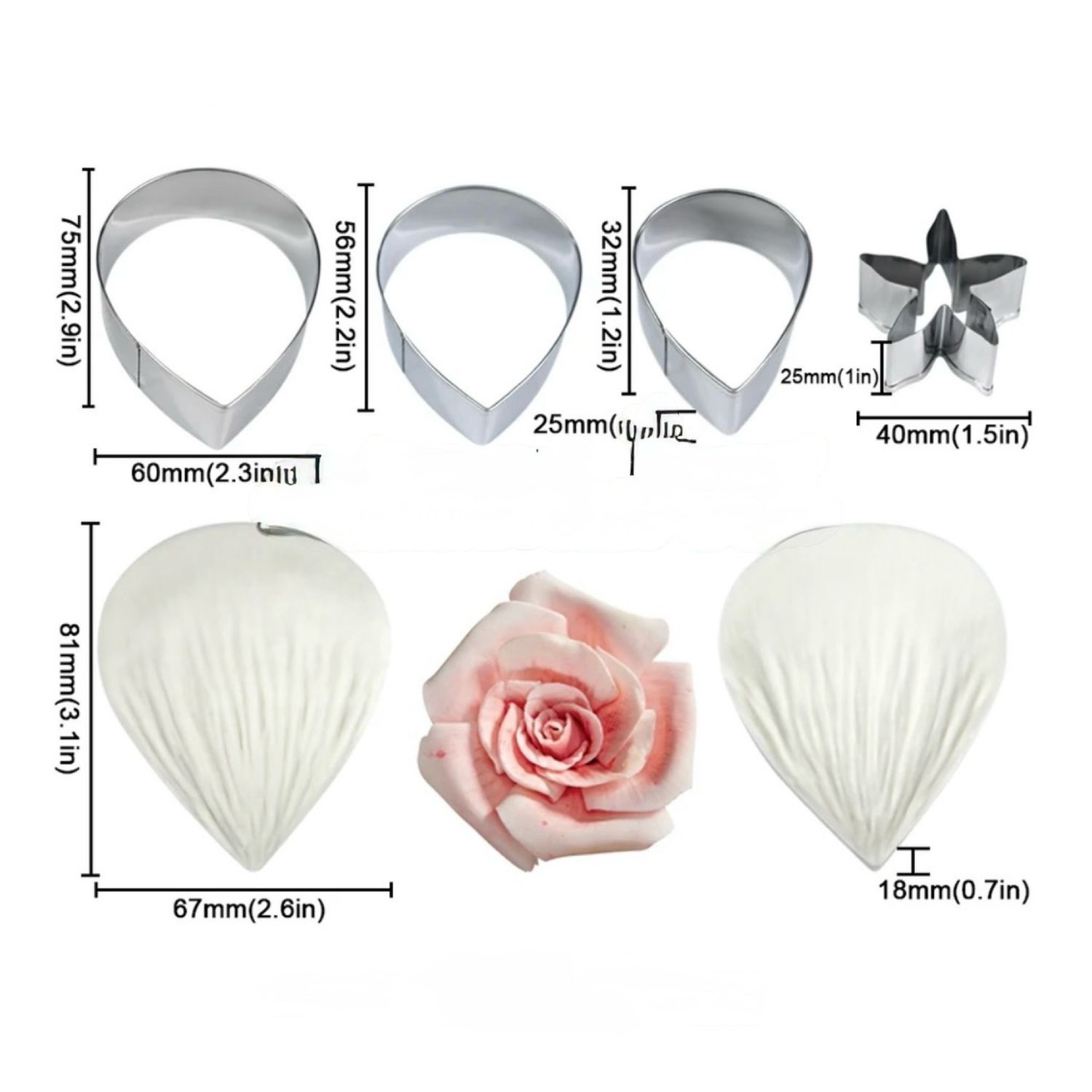 One Set Flower Petals + Cutters