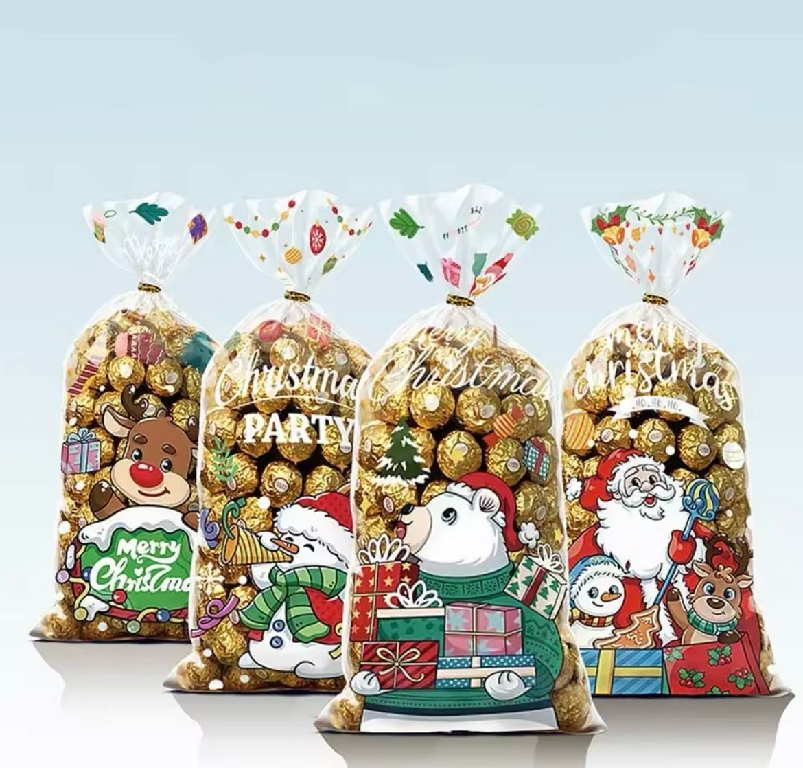 Christmas Candy Bags Lot/50 Bags ( Mixed 4 Designs )