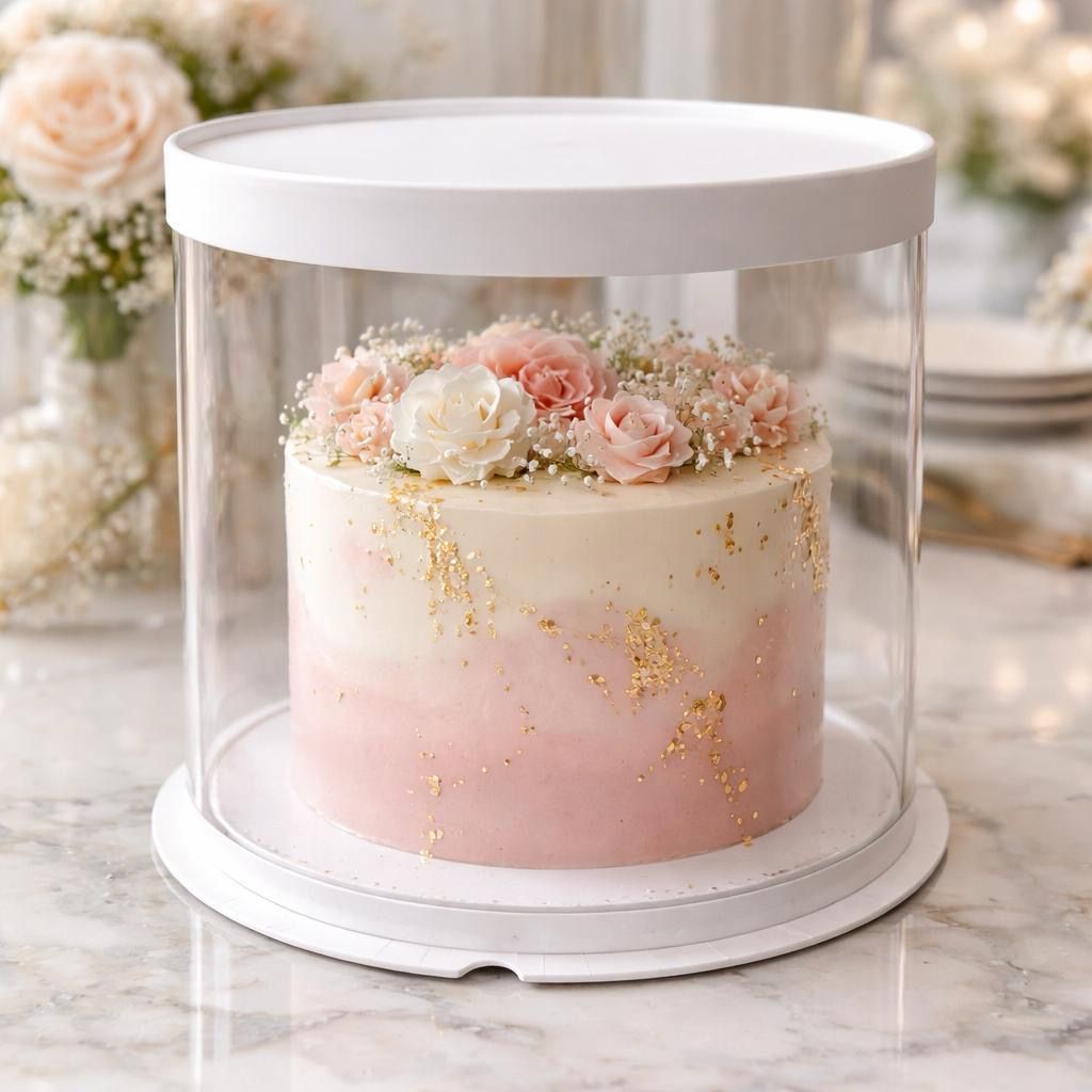 Round Transparent Cake Box Size 22*24cm Lot/ 2 Box 