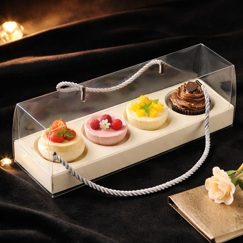 4 Cavity Cupcakes Box Lot/ 5 Boxes ( Handles Included )