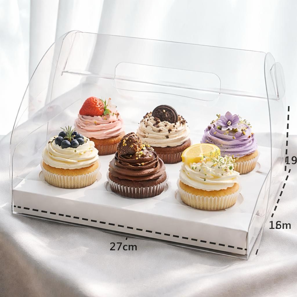 6 Cavity Transparent Cupcake Box Lot / 2 boxes