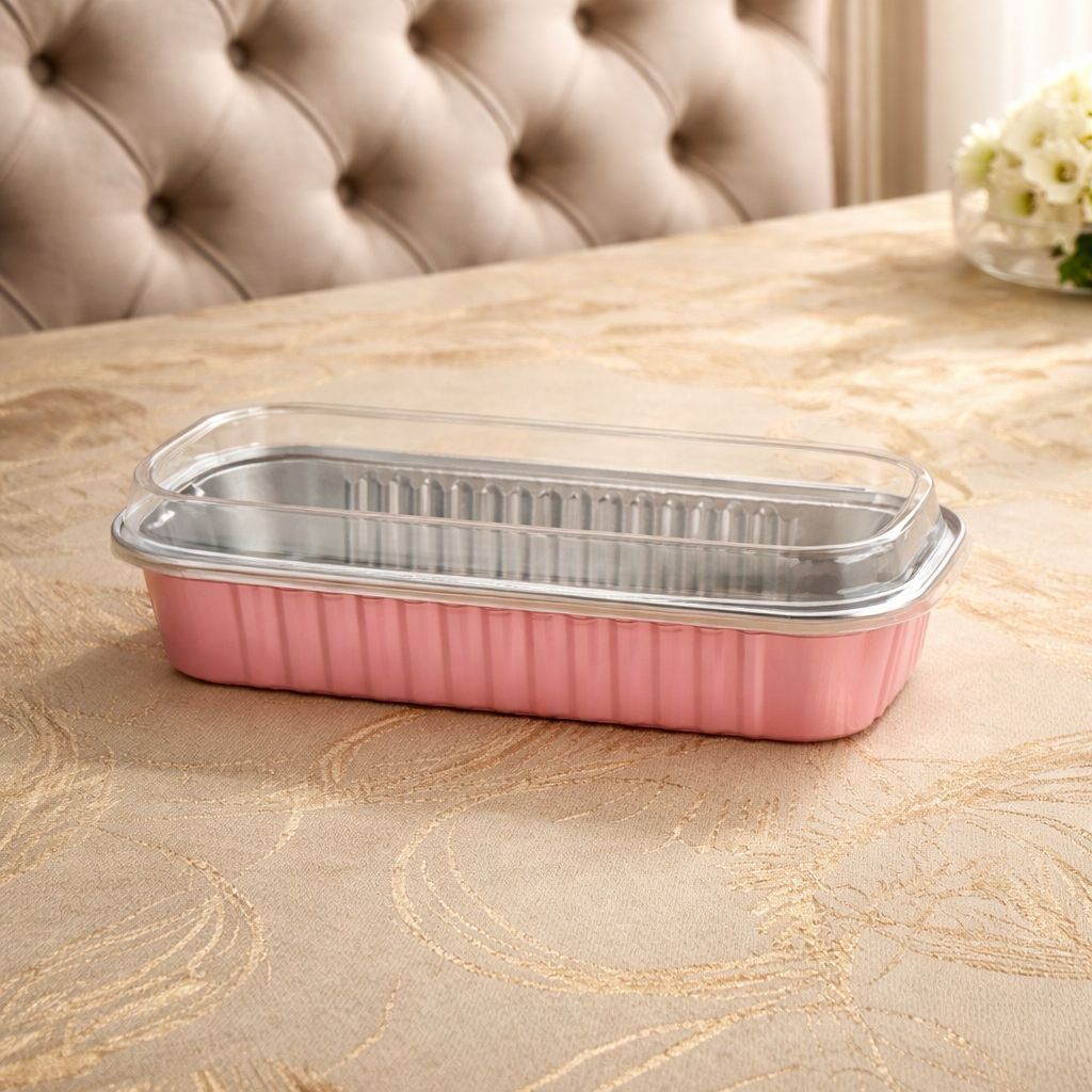 Aluminium Rectangular Cup Cake Liner With Lid Lot/  100 pieces 