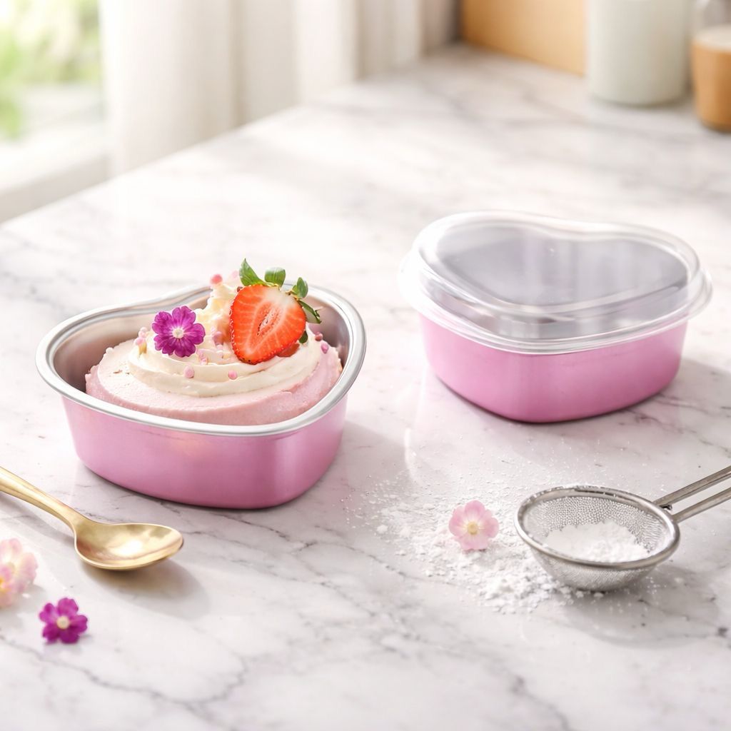 Heart Shape Aluminium Foil Baking Cup With Lid Lot/ 20 Pieces 