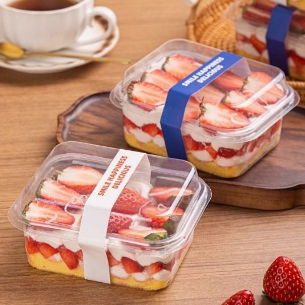 Disposable Dessert Container With Lid &amp; Fork Lot/ 10 Pieces 