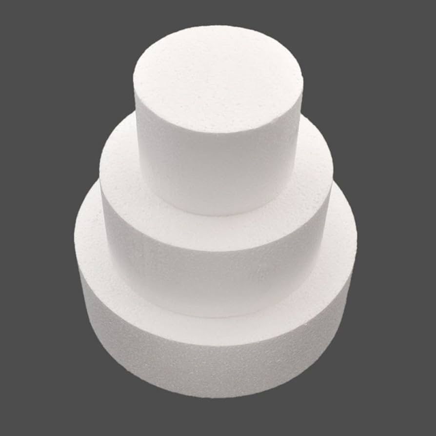 3 Tiers Round Styrofoam Cake Dummies 15/20/30cm 