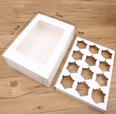 12 Cavity White Cupcake Box Lot/ 10 Box