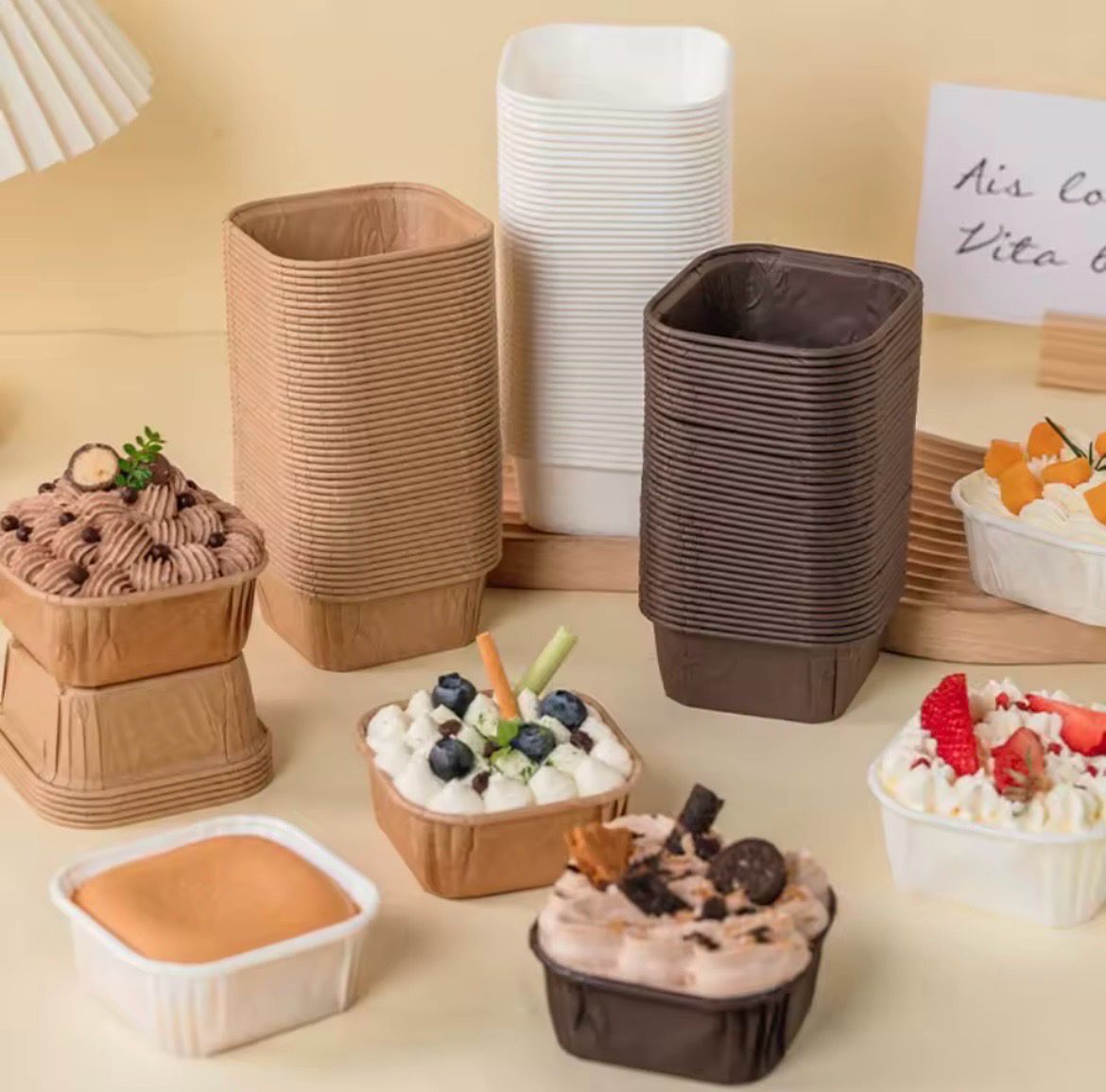 Square Dessert Cups With Lid Lot/ 50 pieces 