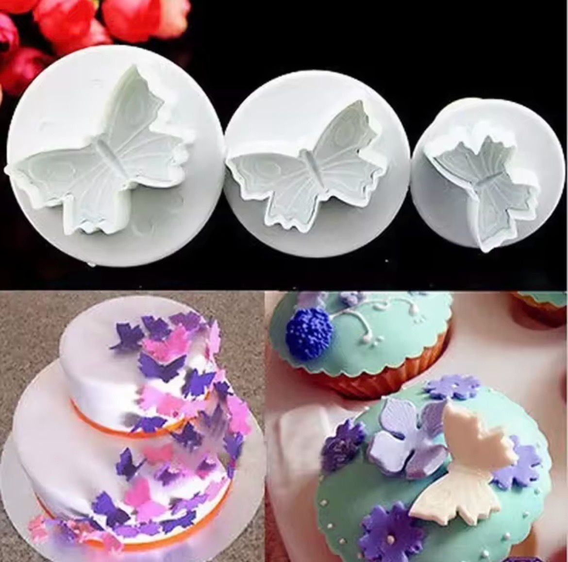 Butterfly Plunger Cookie Cutter Set/ 3 pieces 