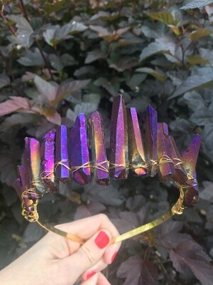 Purple Raw Quartz and Gold Crown