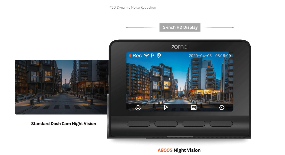 70mai Dash Cam 4K A800S with SD-Card 64GB