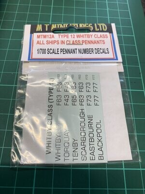 MTM012A - 1/700th Scale Decal set for Type 12 Whitby Class Frigates by MT Miniatures