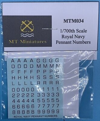 MTM034 - 1/700th Scale Royal Navy Pennant Numbers by MT Miniatures