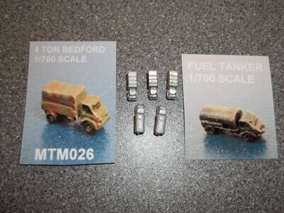 MTM026 - 1/700th Scale Pack of Bedford Trucks and Fuel Tankers by MT Miniatures