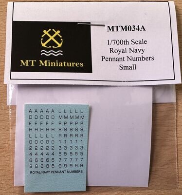 MTM034A - 1/700th Scale Royal Navy Pennant Numbers Small by MT Miniatures